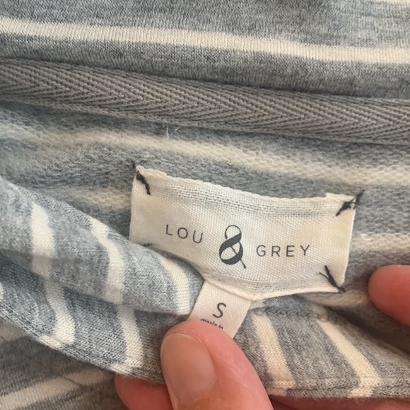 Gray White Striped Jersey-Knit Dress with Hood - Picture 6 of 9